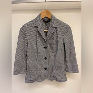 Talbots Black & White Gingham Blazer Jacket Size 2 Classic Preppy